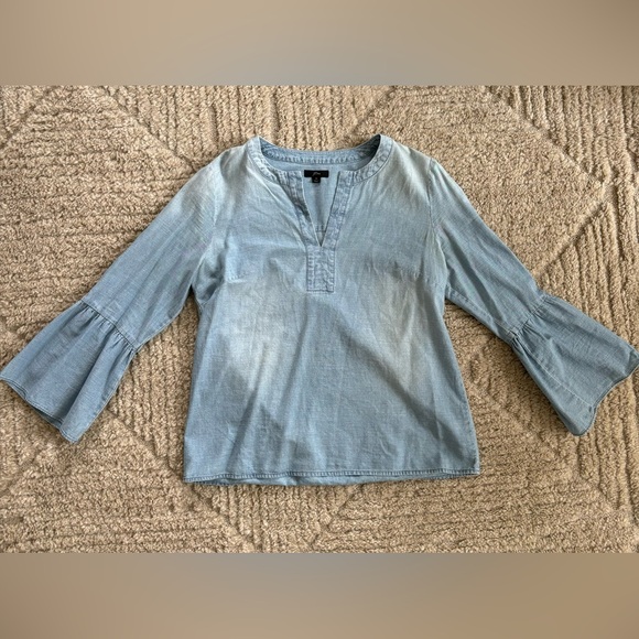 J.Crew bell sleeve chambray top - Picture 3 of 5